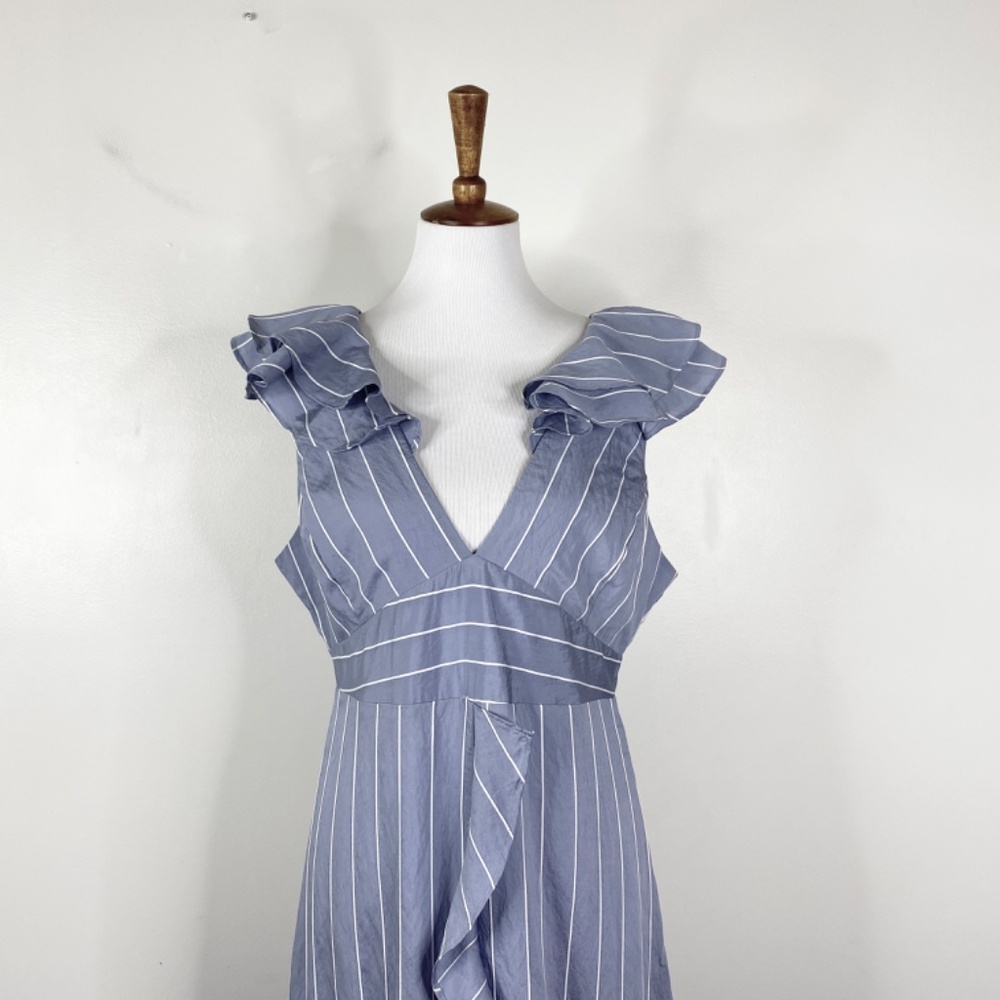 NWT English Factory Stripe Blue Maxi Dress Ruffles Sz. L - Picture 5 of 11